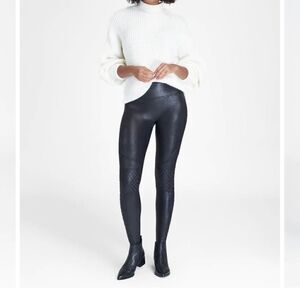 Spanx Faux Leather Quilted‎ Leggings Size XL NWT